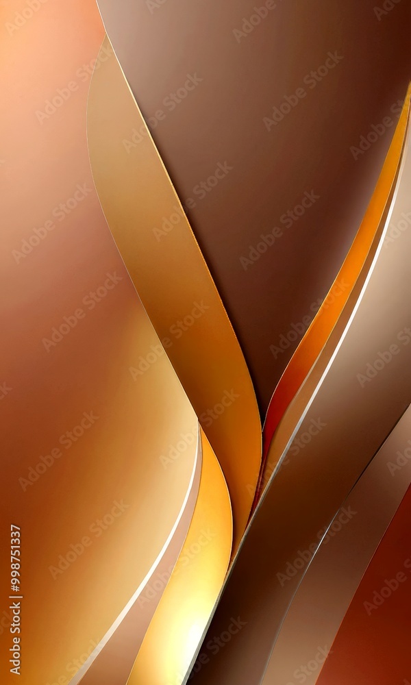 Poster a digital illustration of abstract shapes and lines in shades of brown and orange, creating a dynamic and visually striking composition
