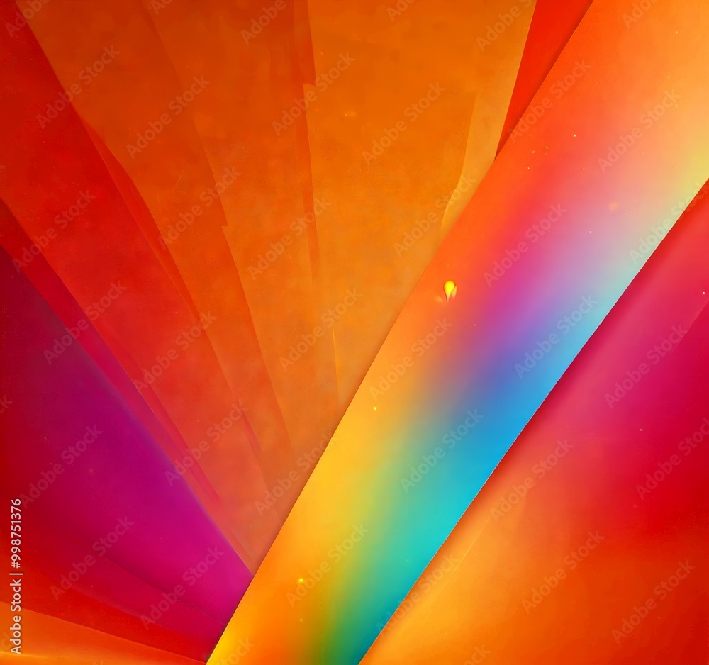 Poster a vibrant abstract composition with overlapping lines and shapes in a gradient of warm colors, including shades of orange, red, and yellow
