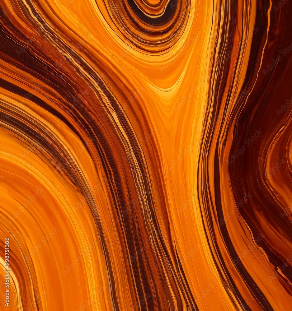 Poster a close-up view of a swirling pattern of orange and brown hues, resembling the natural patterns found in sand or soil. The colors are vibrant and the pattern appears to be