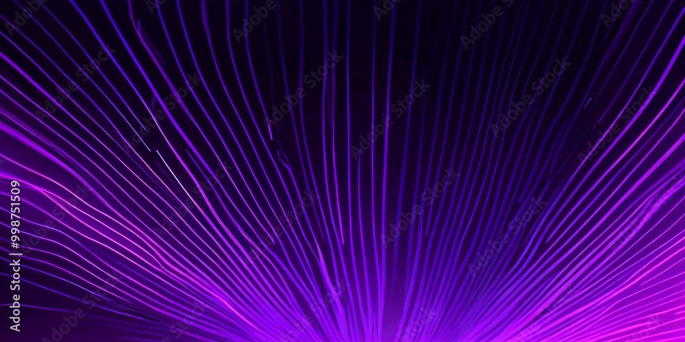 Poster a striking abstract pattern of purple and black lines radiating outwards from a central point, creating a sense of depth and movement