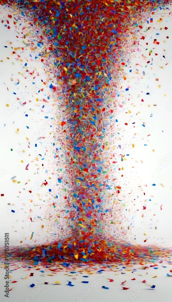Poster A vibrant explosion of confetti in various colors fills the frame, creating a dynamic and visually striking scene