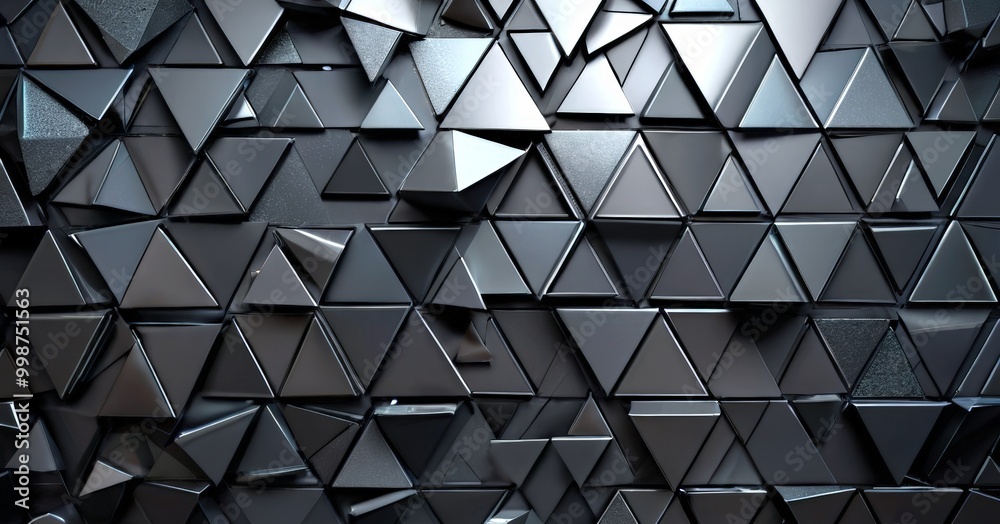 Aufkleber A black and gray geometric pattern composed of numerous triangular shapes, creating a visually striking and abstract design