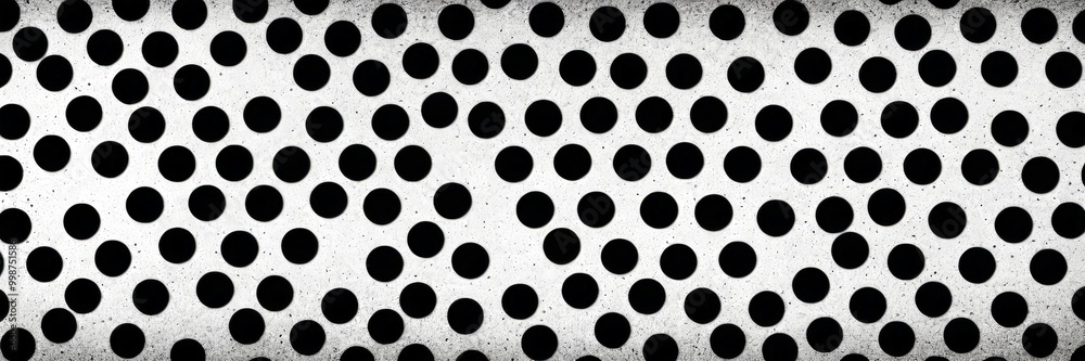 Poster A repeating pattern of black and white circles on a white background
