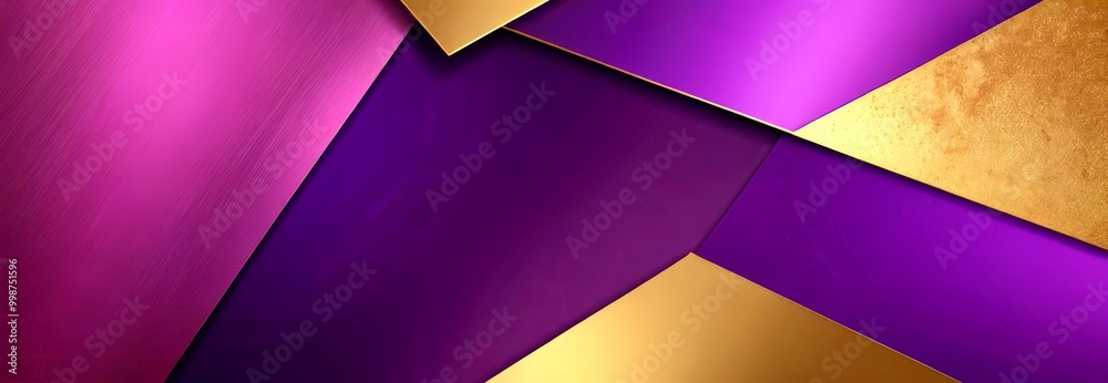 Fototapete a geometric pattern composed of intersecting lines and shapes in shades of purple and gold, creating a visually striking and abstract composition