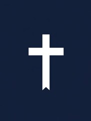 Obraz premium navy blue and white cross symbol logo on a solid background