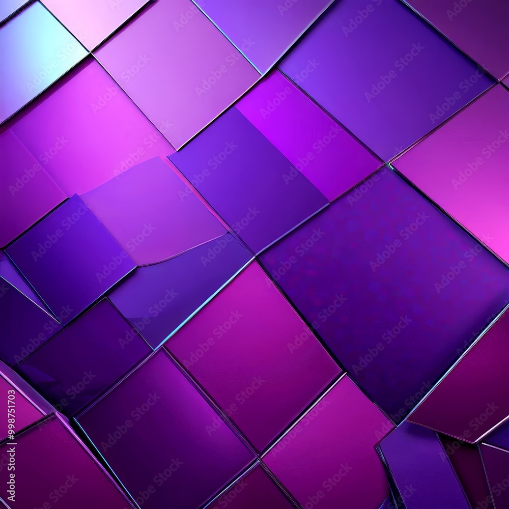 Poster a purple and blue abstract pattern composed of overlapping rectangular shapes, creating a visually striking and dynamic composition