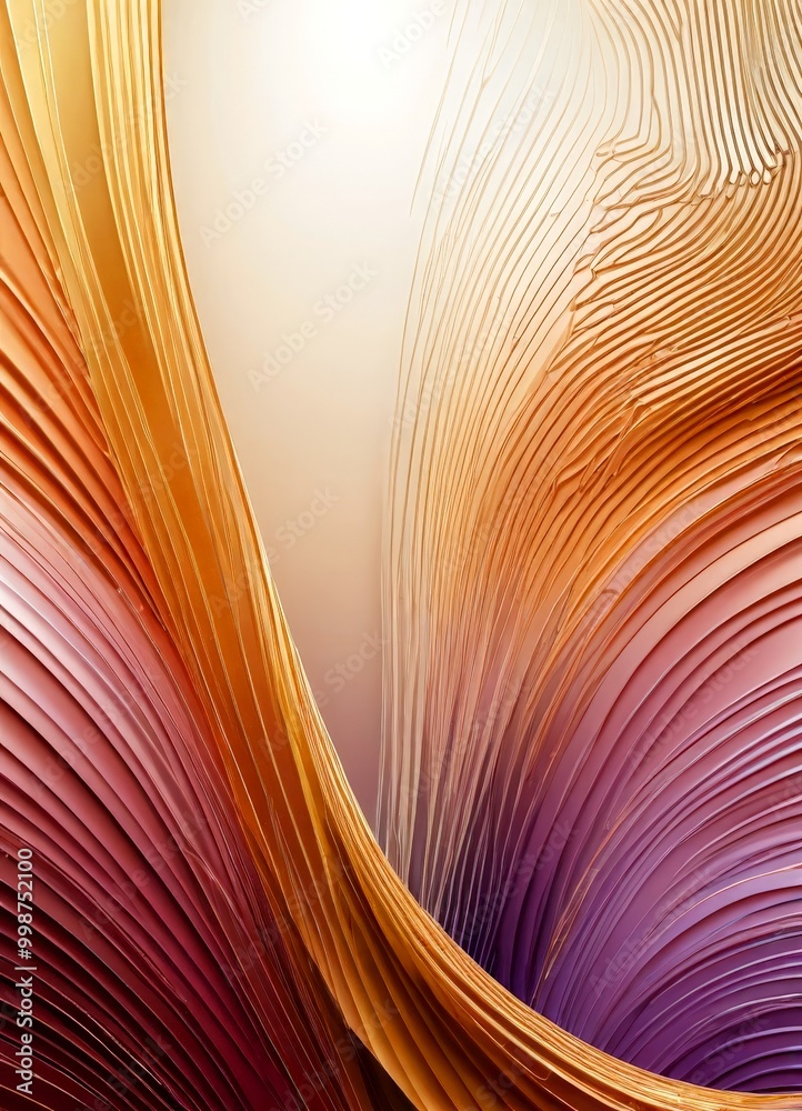 Aufkleber a vibrant abstract composition of overlapping, curved lines in shades of orange, pink, and purple, c