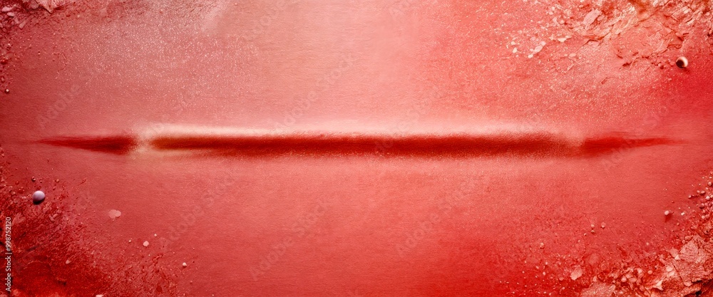 Poster a close-up pinkish-red skin texture with a faint line running through it, set against a pinkish-red 