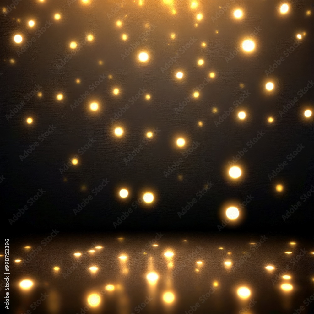 Fototapete a dark background with numerous small, glowing circles scattered across it, creating a sense of depth and dimension The circles appear to be floating or falling, adding a