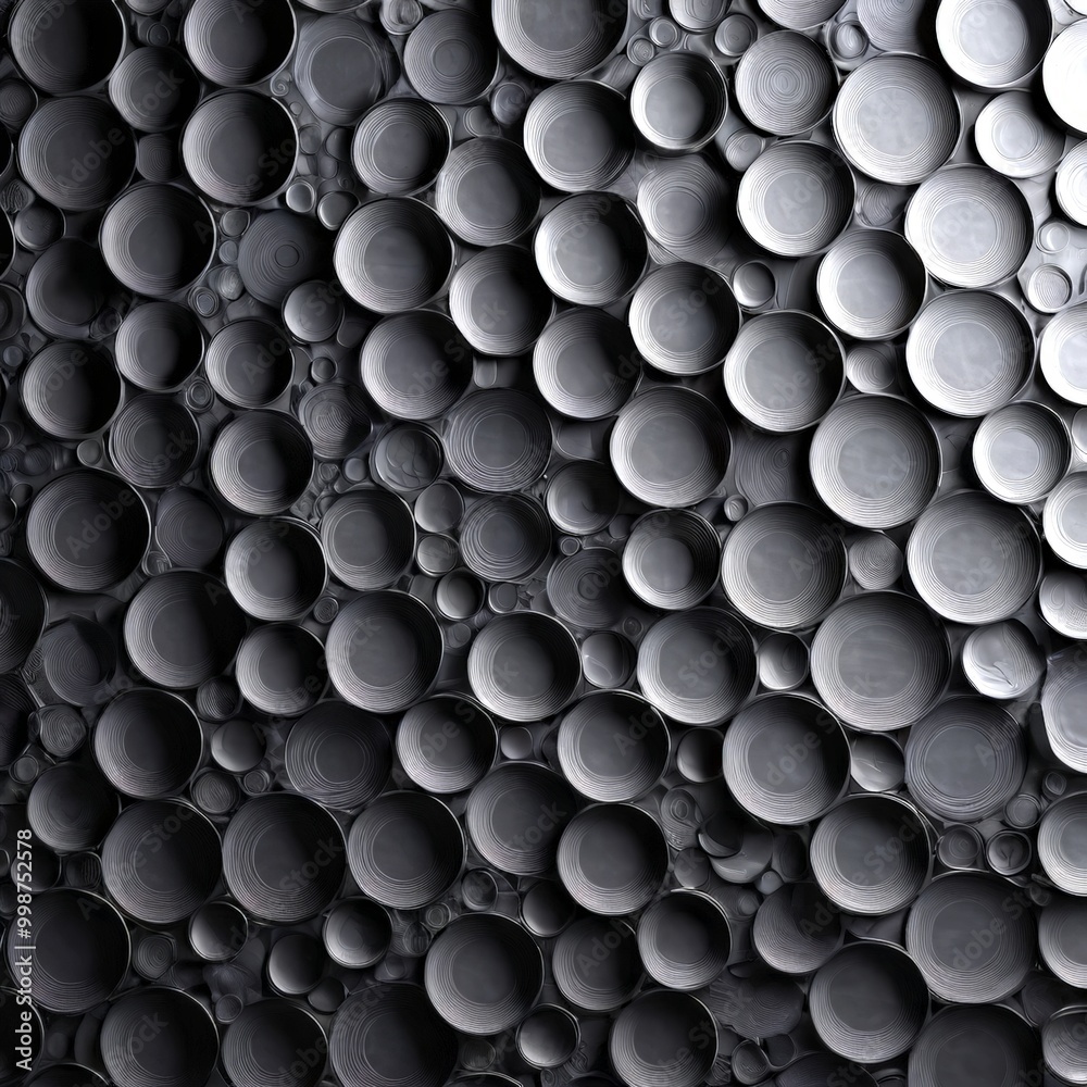 Aufkleber a close-up view dark, abstract pattern composed of numerous overlapping circles, creating a sense of depth and complexity