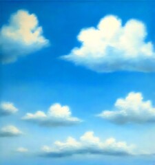 Obraz premium a serene sky with fluffy white clouds against a backdrop clear blue sky