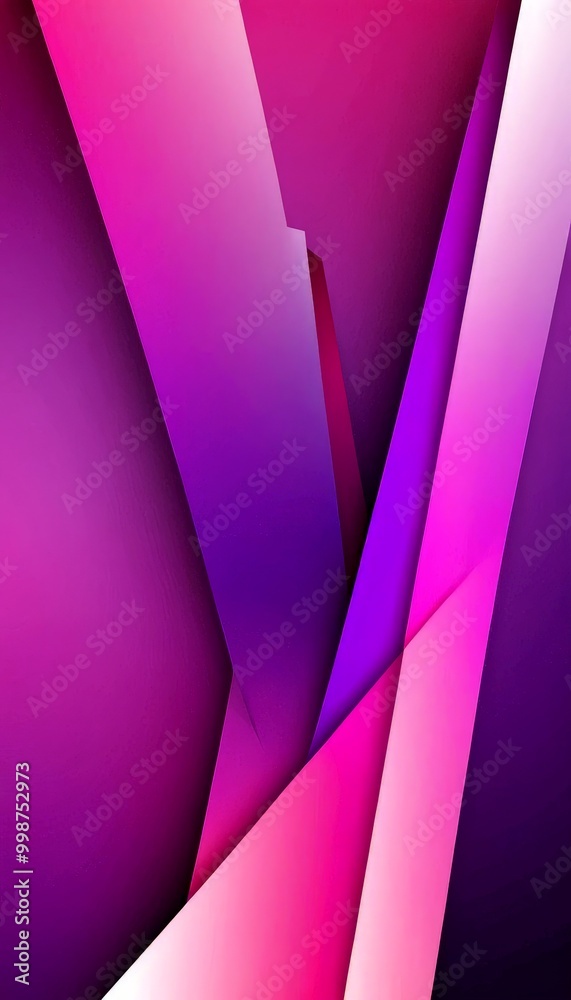 Poster a vibrant abstract composition of intersecting lines and shapes in shades of pink, purple, and white, creating a dynamic and visually striking pattern