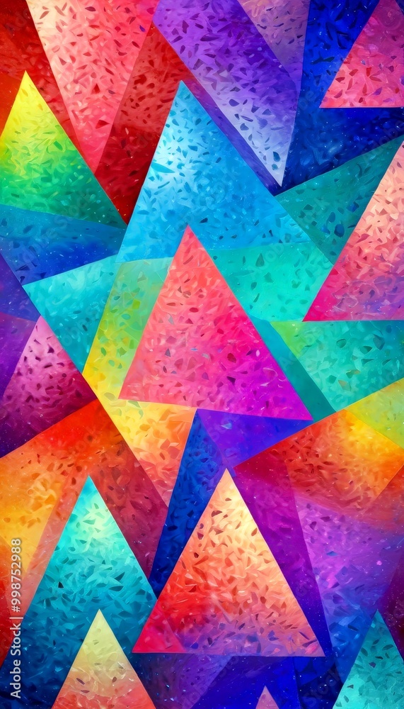Aufkleber a vibrant abstract composition featuring a variety of overlapping triangular shapes in a range of co