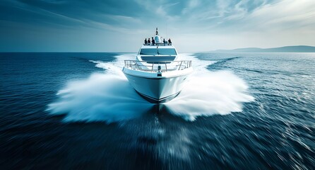 Fototapeta premium High-speed boat on the open sea ai generative