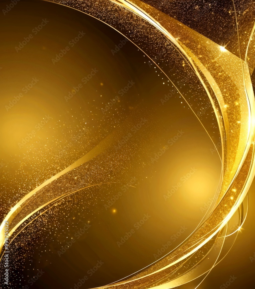 Aufkleber a golden, abstract background with a wave-like pattern and sparkling elements, creating a sense of movement and depth