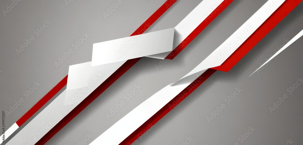 Aufkleber a geometric abstract composition with intersecting red and white diagonal lines, creating a sense of dynamic movement and energy