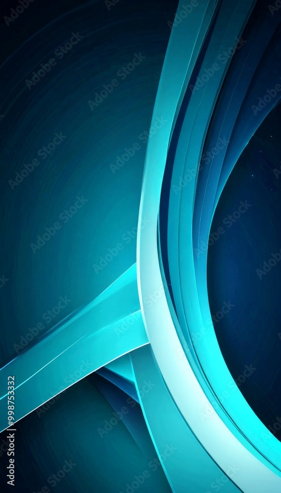 Aufkleber a dark blue abstract background with curved lines in shades of blue and white, creating a sense of m