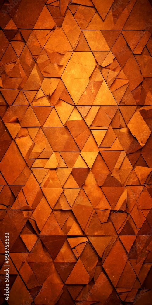Aufkleber a close-up view textured surface composed of numerous overlapping triangular shapes in varying shades of brown, creating a visually striking pattern