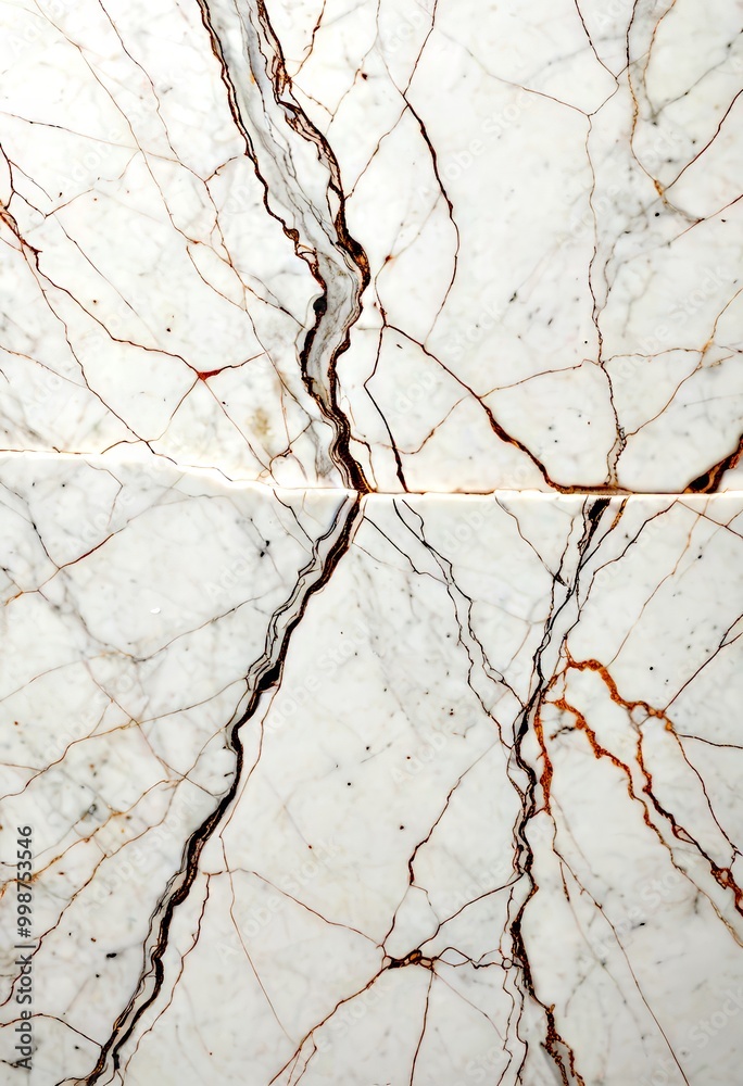 Poster a close-up view marble surface with a striking pattern of white and brown marble veins