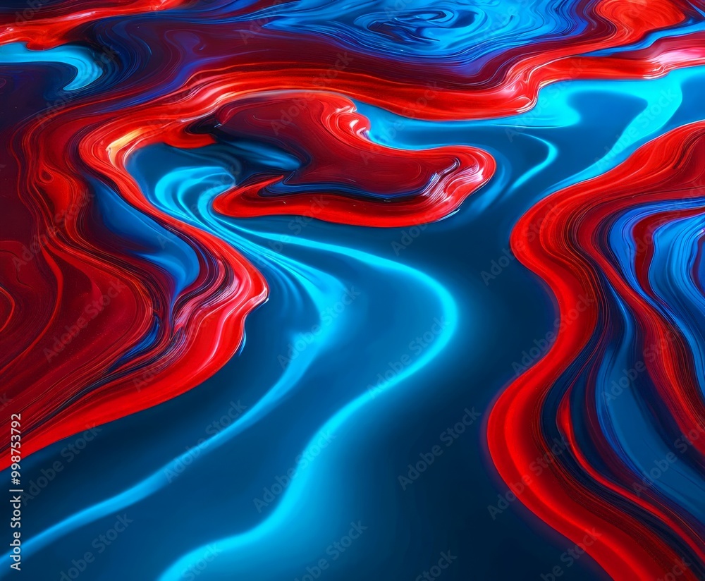 Poster a swirling pattern of red and blue hues, creating a dynamic and abstract visual effect
