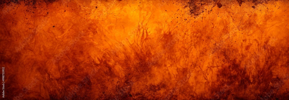 Poster a close-up view of a vibrant orange flame, with a textured and fiery appearance.