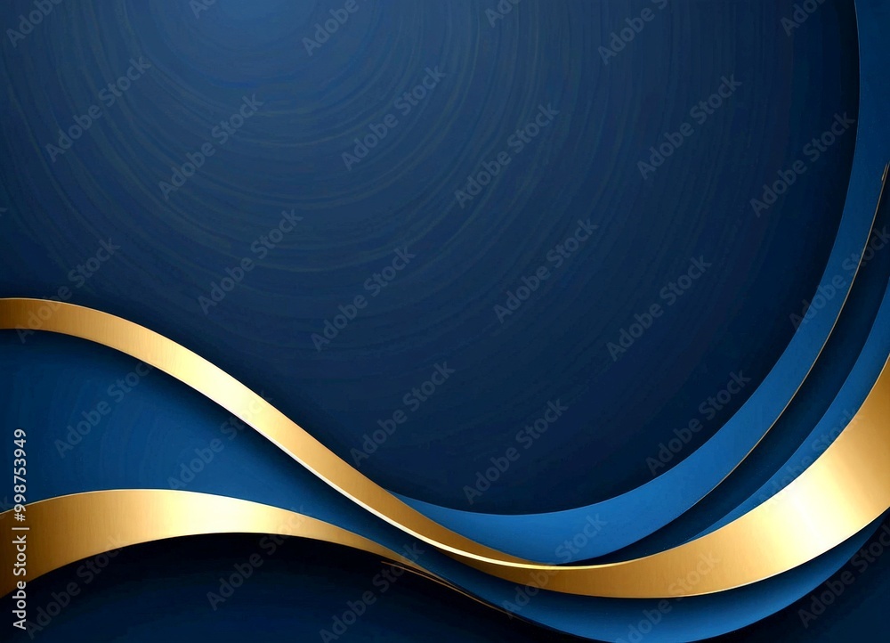 Aufkleber a dark blue background with a gold ribbon-like design in the center, creating a sense of movement and elegance