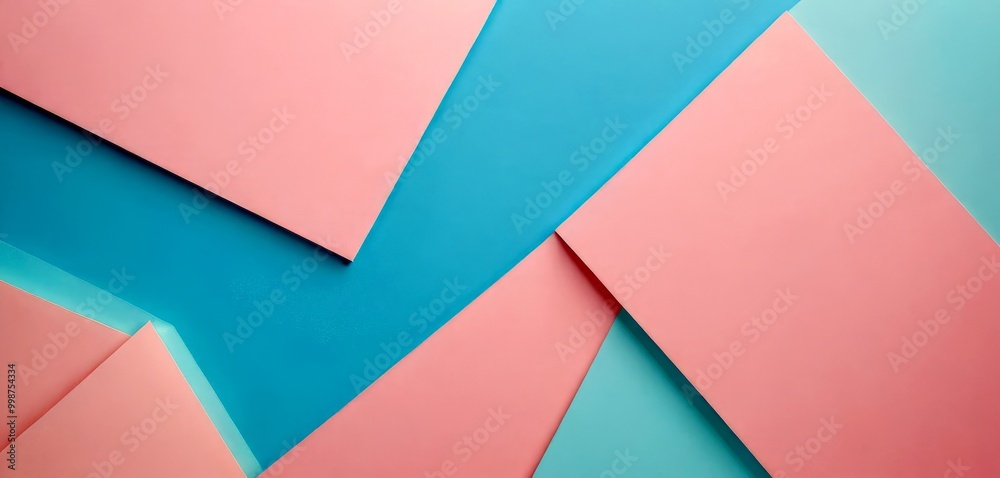 Aufkleber a geometric pattern composed of overlapping pink and blue triangles, creating a visually striking and abstract design