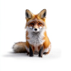 Realistic Red Fox on White Background
