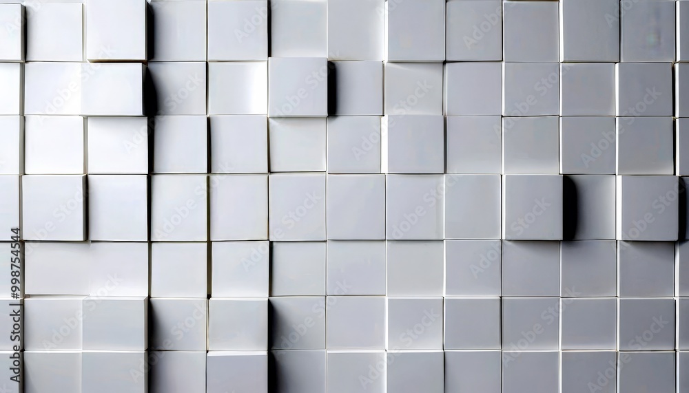 Poster A grid of white cubes, each with a unique color, arranged in a repeating pattern against a white background