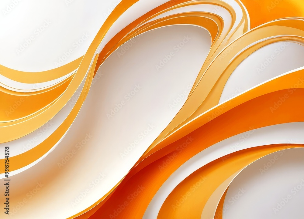 Fototapete a dynamic abstract composition of overlapping curved lines in shades of orange and white, creating a sense of movement and energy