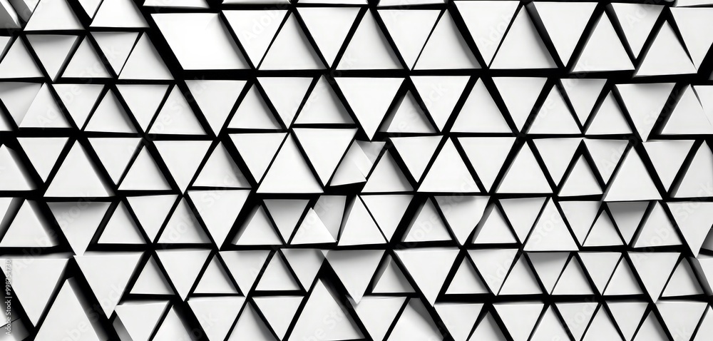 Poster A repeating pattern of white triangles arranged in a grid-like fashion, creating a visually striking and geometric design