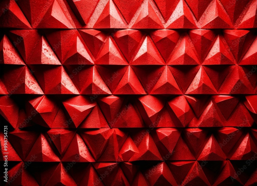 Aufkleber A close-up view red, textured surface composed of numerous triangular shapes arranged in a repeating pattern, creating a visually striking and geometric design