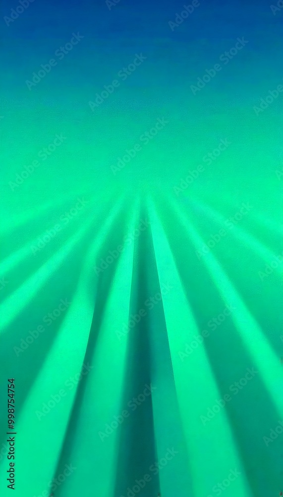 Poster a gradient background transitioning from a deep blue at the top to a lighter green at the bottom, with a central line of green radiating outwards