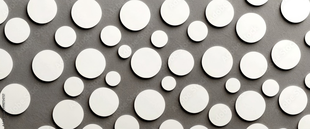 Poster A repeating pattern of white circles on a gray background