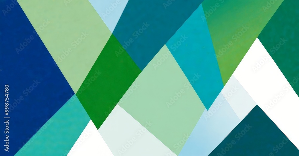 Aufkleber a geometric pattern composed of intersecting lines and triangles in various shades of green, blue, and white, creating a visually striking and abstract design