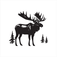 deer silhouette vector illustration, 