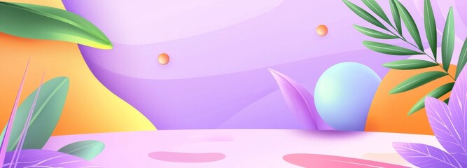 Colorful abstract pattern with geometric shapes in a flat modern style from the mid-century.