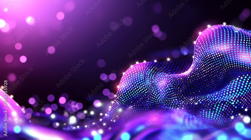 Poster an abstract neon texture pattern with dots on a white background