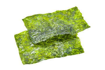 dried nori leaves, isolated on white background with clipping path