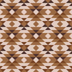Retro Tribal Aztec earthy brown diamonds Vector Pattern. Traditional Southwestern Aztec kilim geometric pattern in monochrome brown.