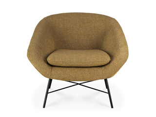 modern design brown soft chair with backrest isolated on white.