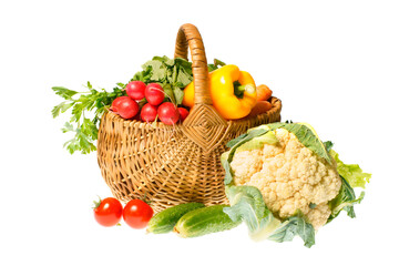 vegetables and basket