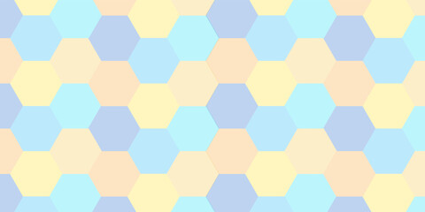 Abstract Blue and Yellow Background With Hexagon Shapes Composition Blurred