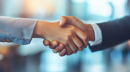 Attractive Businessman handshake for teamwork of business merger and acquisition,successful negotiate,job interview,two businessman shake hand,partnership and business deal concept Greeting deal.