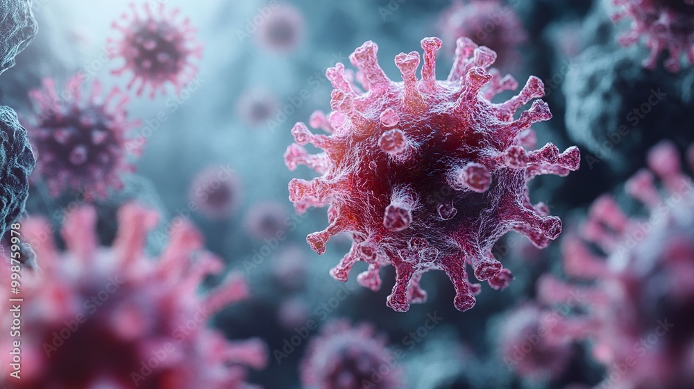 Wall mural microscopic view of a virus: a detailed look at the structure of a pathogen