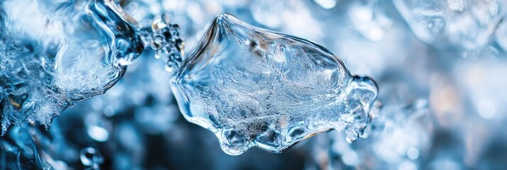 Reflective ice texture, with cracks and bubbles frozen in a transparent block