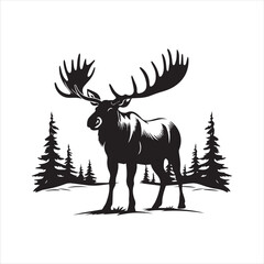 deer silhouette vector illustration, 