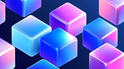 Obraz premium Digital blocks on abstract geometric background. Blockchain concept and modern technology. Illustration in modern style.