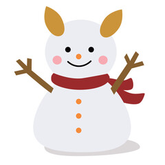 かわいいシンプルなマフラーをまいた雪だるまのイラスト