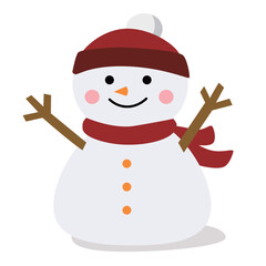かわいいシンプルなマフラーをまいた雪だるまのイラスト